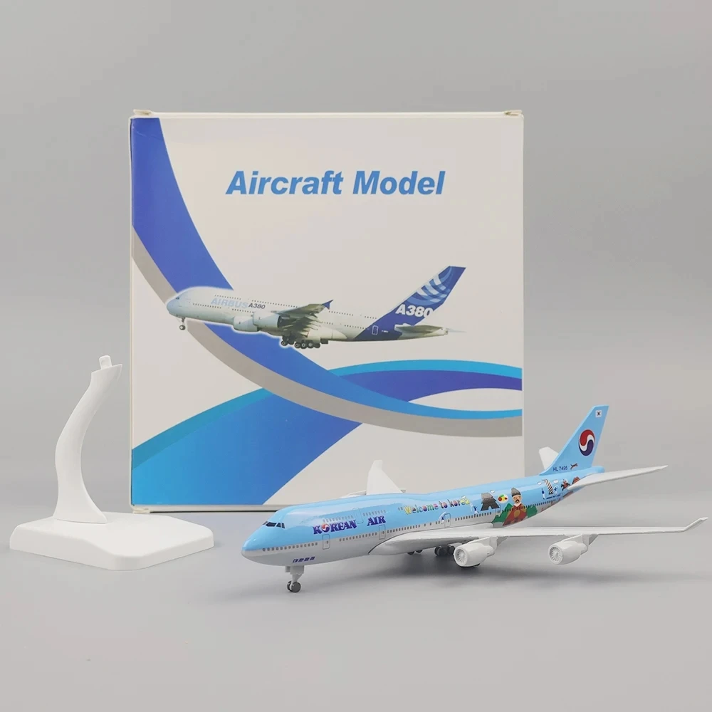 20cm Korea B747 Aircraft Model Air Boeing 747 Planel Models Metal Simulation Alloy Material with Landing Gear Children's Toys