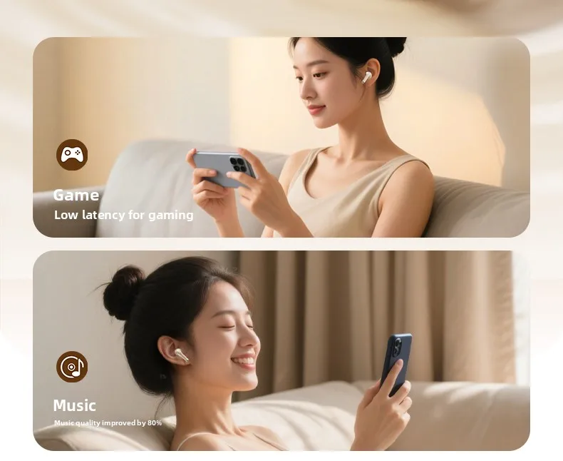 Original New Lenovo TWS Earphones EA166 Bluetooth V5.4 True Wireless Headphones Hi-Fi Sound Waterproof Headset Leather Texture