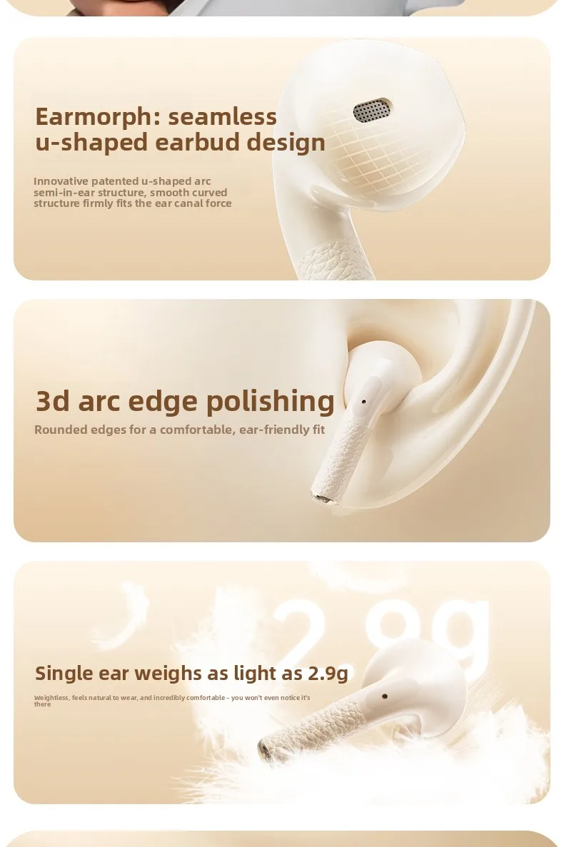 Original New Lenovo TWS Earphones EA166 Bluetooth V5.4 True Wireless Headphones Hi-Fi Sound Waterproof Headset Leather Texture