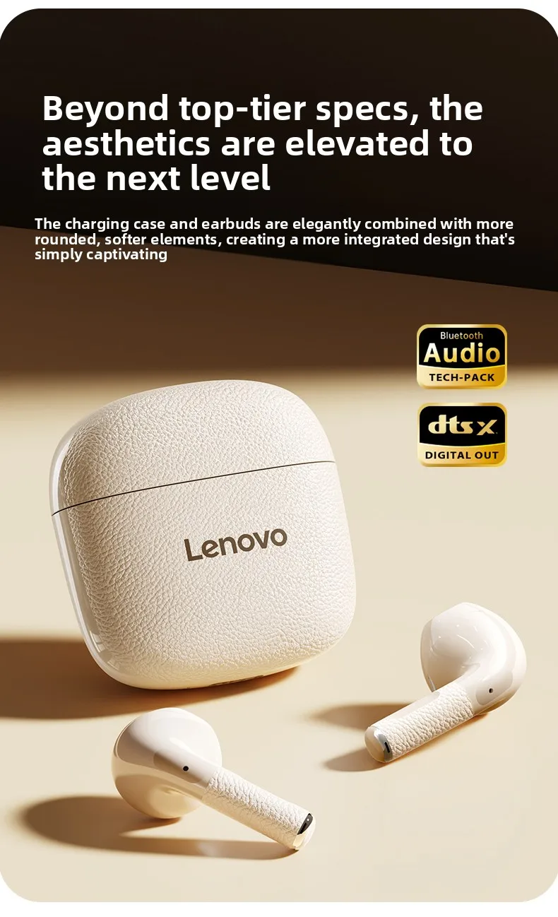 Original New Lenovo TWS Earphones EA166 Bluetooth V5.4 True Wireless Headphones Hi-Fi Sound Waterproof Headset Leather Texture