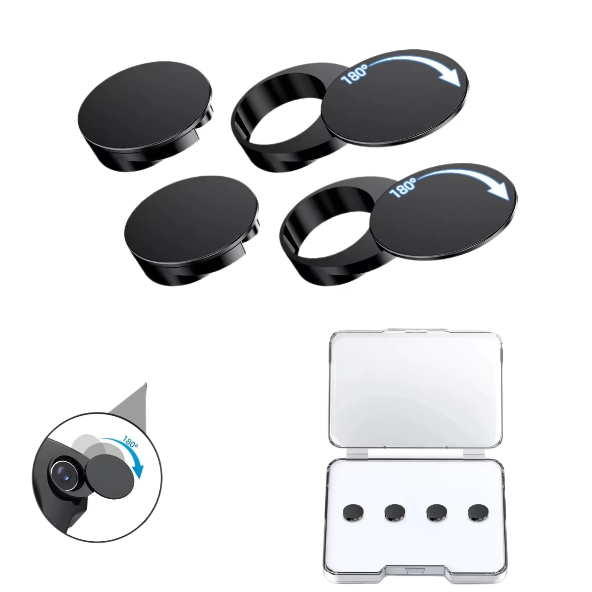 4/6Pcs LED Light Privacy Cover for Ray-Ban Meta Smart Glasses Rotating Camera Lens Shutter for Wayfarer/Skyler/Headliner Gen1&2