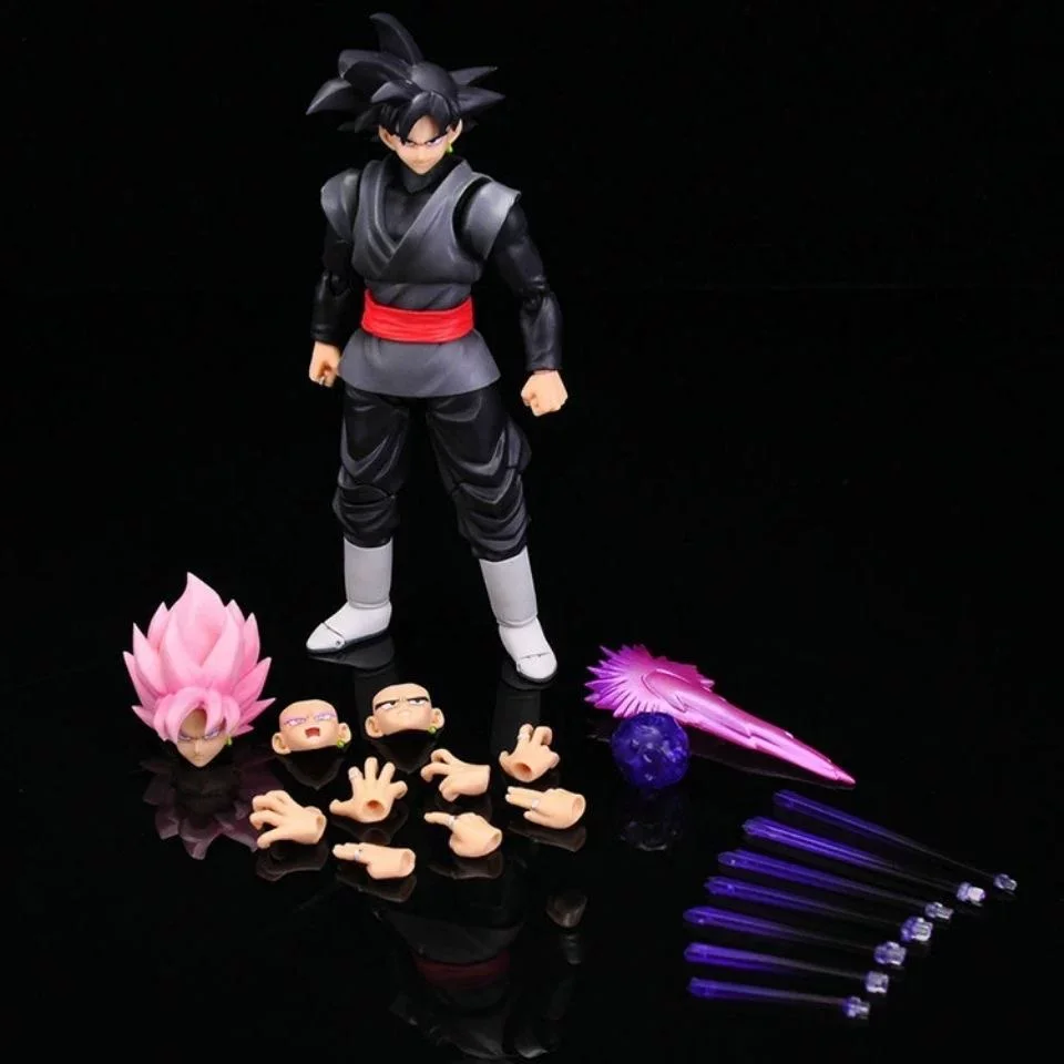 KO SHF Dragon Ball Goku Black Zamasu Goku Super Saiyan Rose Goku Articulated Action Figure Full Accessories Anime Model Toy Gift
