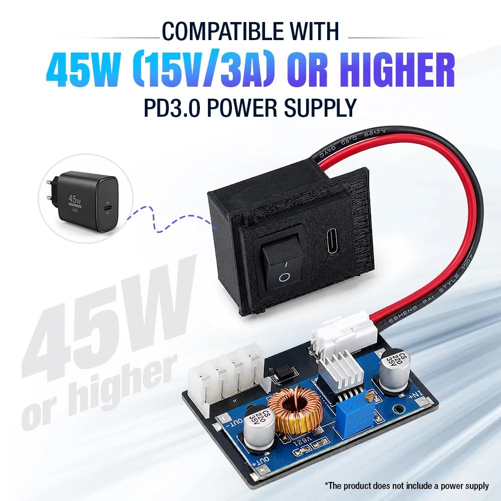 Auroxin USB C Type-C PD 45W 15V/3A PS2 PSU Adapter to Replace Original Power Supply For Sony Playstation2 50000 Series Console