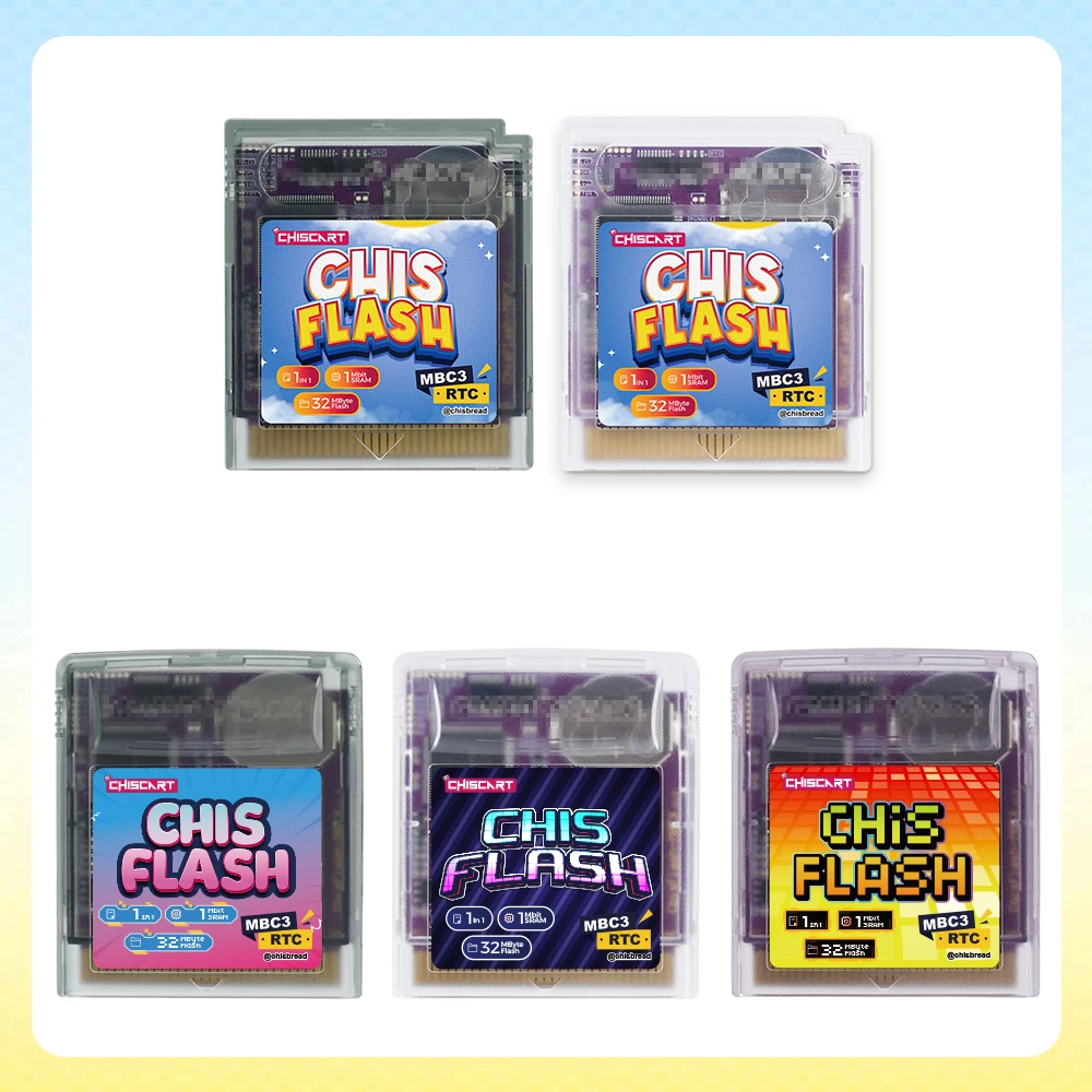 Chiscart MBCX MBC3 RTC V1.0 Flash Cartridge 32MByte 1Mbit SRAM Compatible Game Boy Color, GBA ,GBA SP Console Support Chisburner