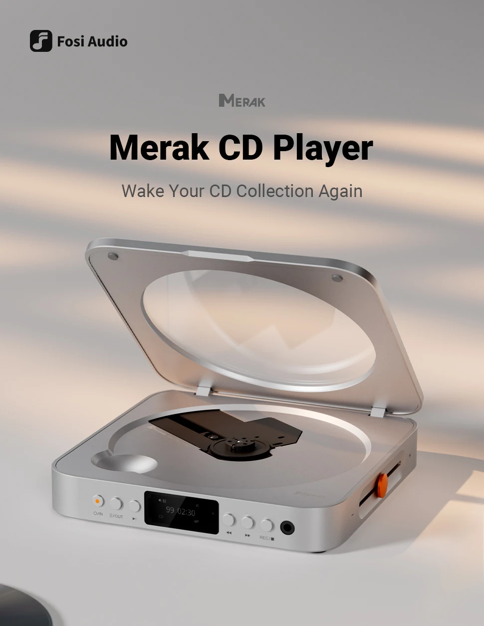 Fosi Audio Merak HiFi CD Player with Remote CS43131 DAC 210MW *2 Headphone Amp Supports USB Ripping USB Drive Input