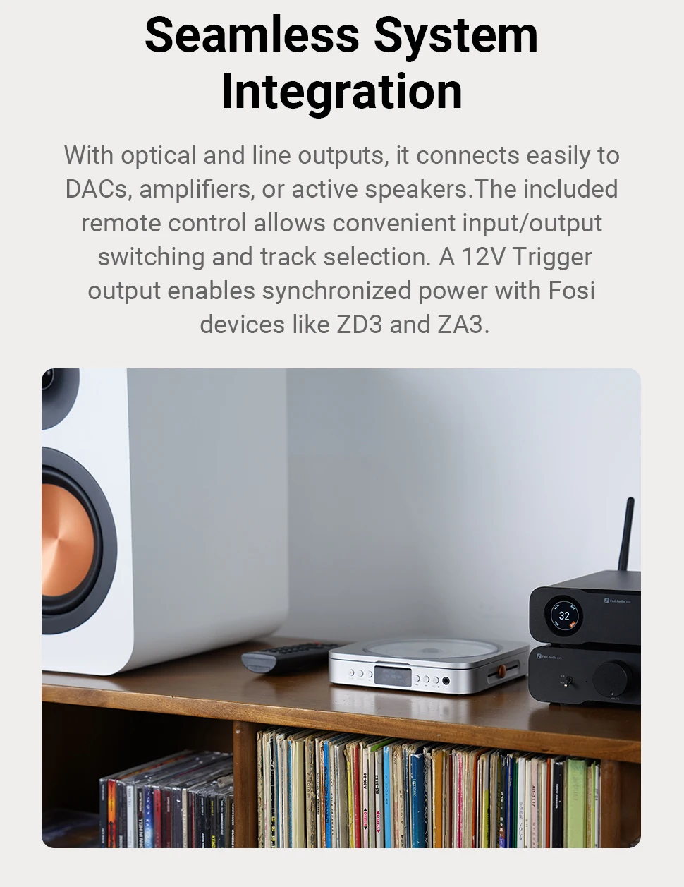 Fosi Audio Merak HiFi CD Player with Remote CS43131 DAC 210MW *2 Headphone Amp Supports USB Ripping USB Drive Input