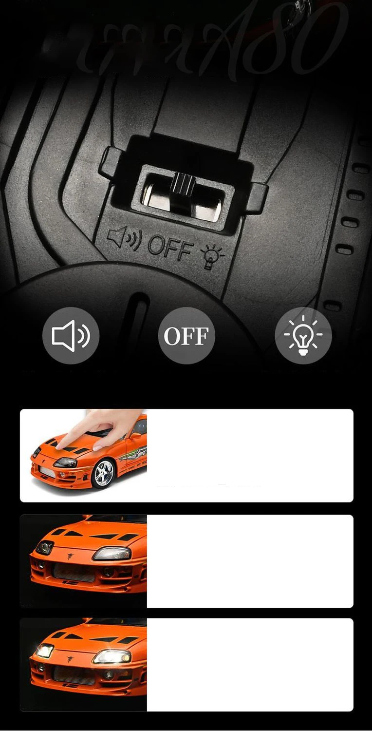 1:24 1995 Supra A80 MK4 Alloy Movie Sports Car Model Diecasts Metal Classic Track Raing Vehicles Car Model Sound Light Kids Gift