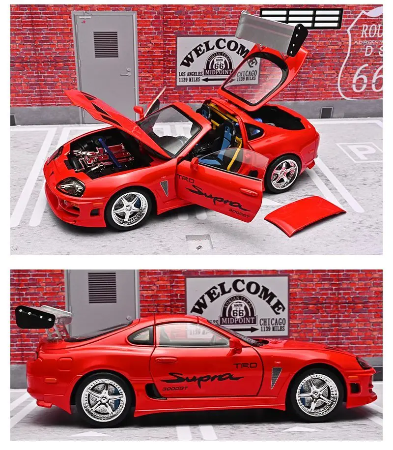 1:24 1995 Supra A80 MK4 Alloy Movie Sports Car Model Diecasts Metal Classic Track Raing Vehicles Car Model Sound Light Kids Gift