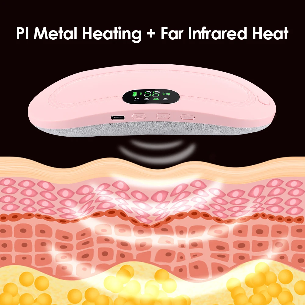 Electric Waist Massage Period Cramp Massager Vibrating Heating Belt for Menstrual Waist Stomach Abdominal Warm Palace Belt