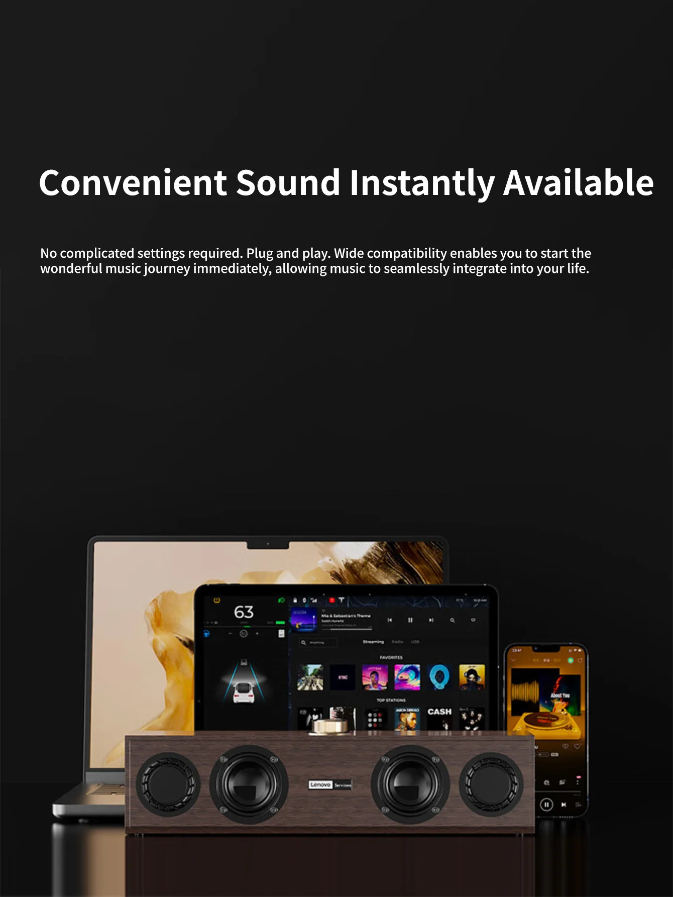 Lenovo C02 Wooden Speaker, Retro Bluetooth Wired Dual-Mode, Heavy Bass Desktop Computer Speaker, Wooden Subwoofer, Universal for Desktop and Laptop