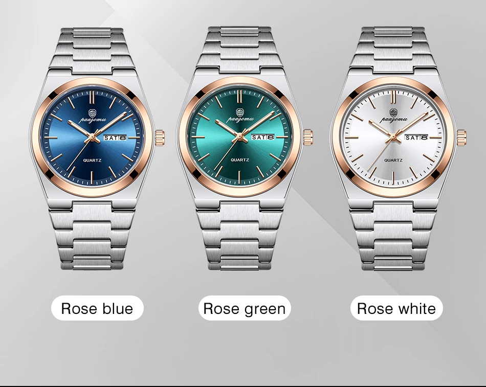 PAAZOMU Fashion Men's Quartz Watch Stainless Steel Waterproof Luminous Man Watch Chronograph Date Multifunction Watches For Men