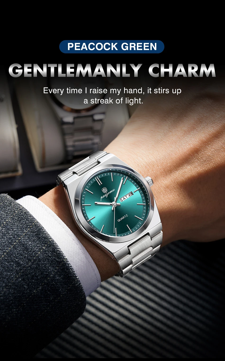 PAAZOMU Fashion Men's Quartz Watch Stainless Steel Waterproof Luminous Man Watch Chronograph Date Multifunction Watches For Men