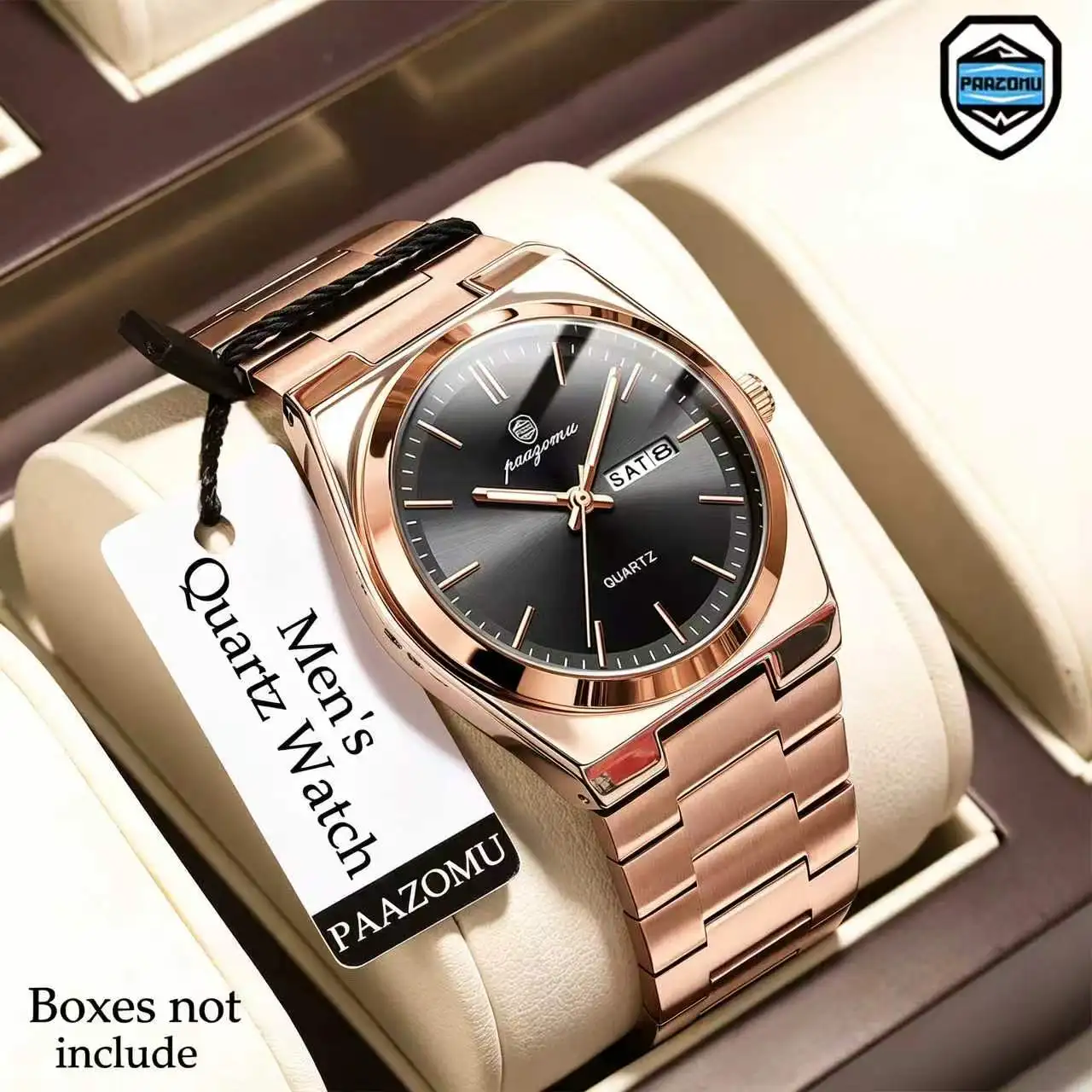 PAAZOMU Fashion Men's Quartz Watch Stainless Steel Waterproof Luminous Man Watch Chronograph Date Multifunction Watches For Men