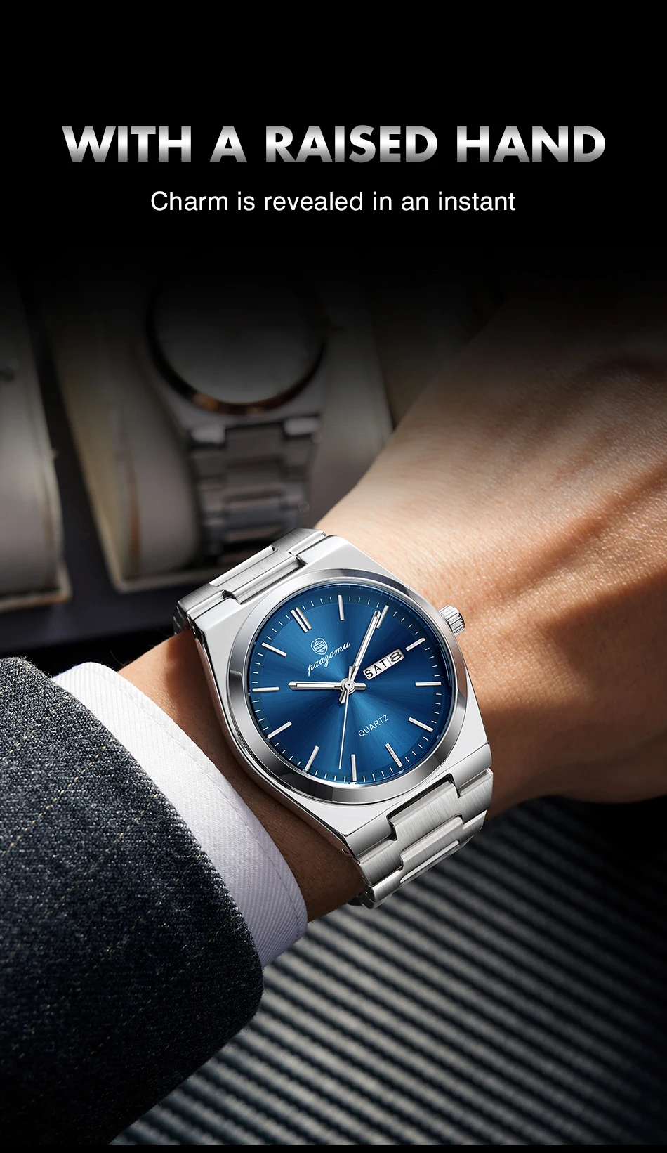 PAAZOMU Fashion Men's Quartz Watch Stainless Steel Waterproof Luminous Man Watch Chronograph Date Multifunction Watches For Men