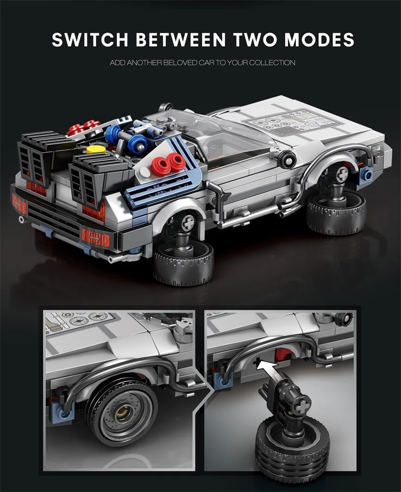 1:24 Classic Movie Racing Car Building Blocks MOC Model Sport Cars Toys Back Future Bricks Vehicle Festival Gifts for Boys Kids