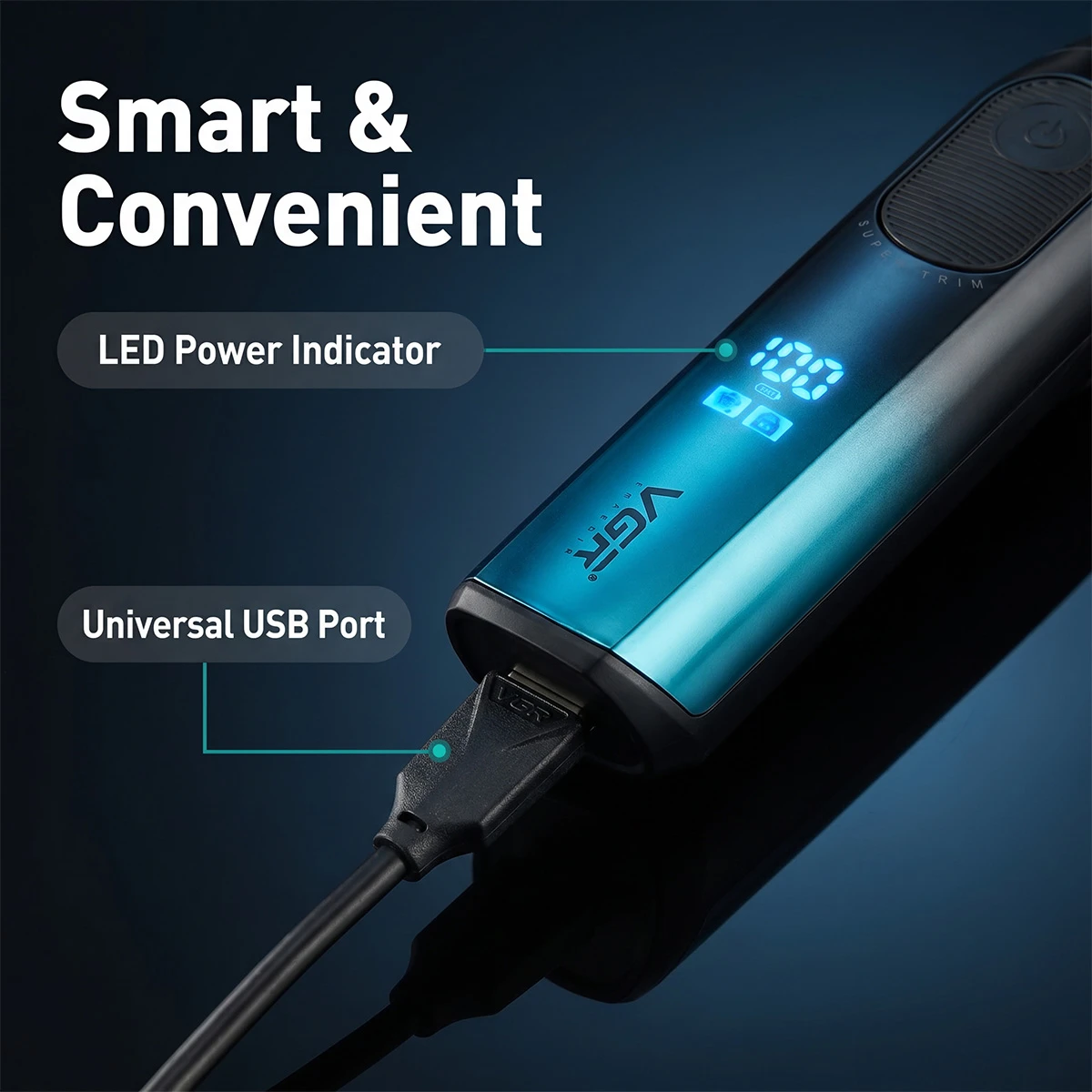 VGR Shaver Electric Razor Portable Dual Sided Trimmer Shaving Machine LED Display Beard Trimmer Travel Lock Shaver for Men V-361