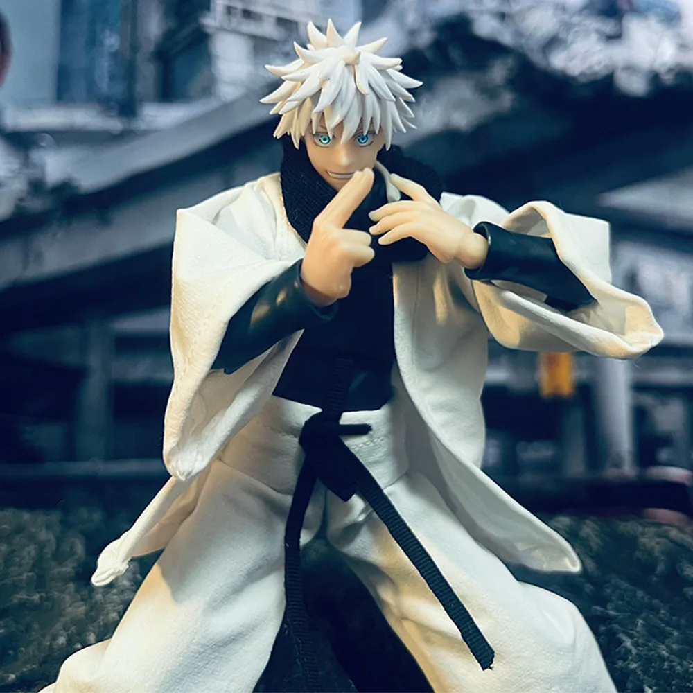 1/12 Scale Jujutsu Kaisen Gojo Satoru Clothes Set White Coat Lantern Pants with Scarf for 6" Action Figure Body Model