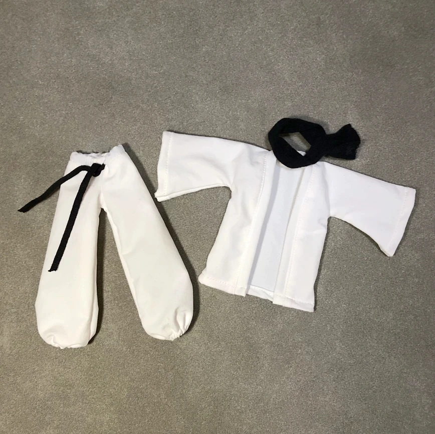 1/12 Scale Jujutsu Kaisen Gojo Satoru Clothes Set White Coat Lantern Pants with Scarf for 6" Action Figure Body Model