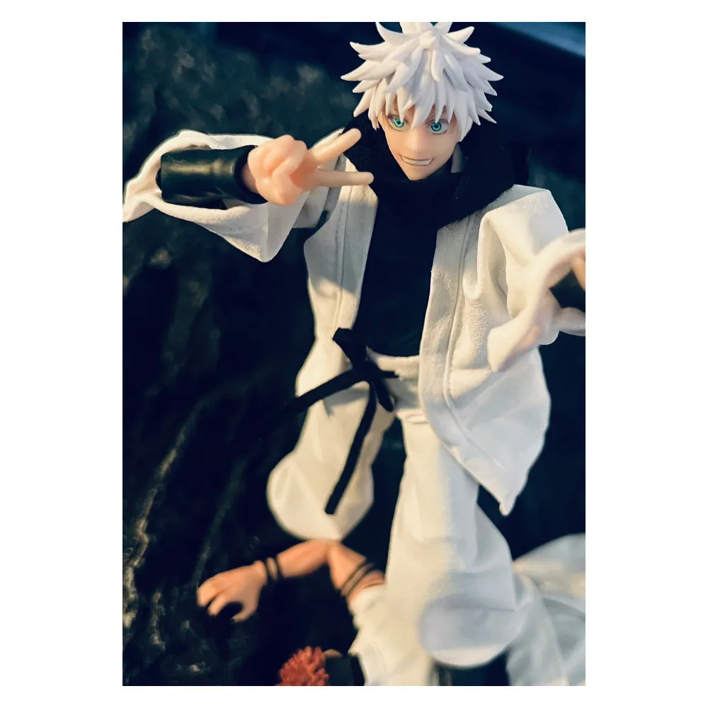 1/12 Scale Jujutsu Kaisen Gojo Satoru Clothes Set White Coat Lantern Pants with Scarf for 6" Action Figure Body Model