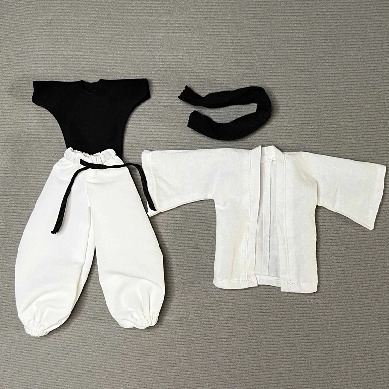 1/12 Scale Jujutsu Kaisen Gojo Satoru Clothes Set White Coat Lantern Pants with Scarf for 6" Action Figure Body Model