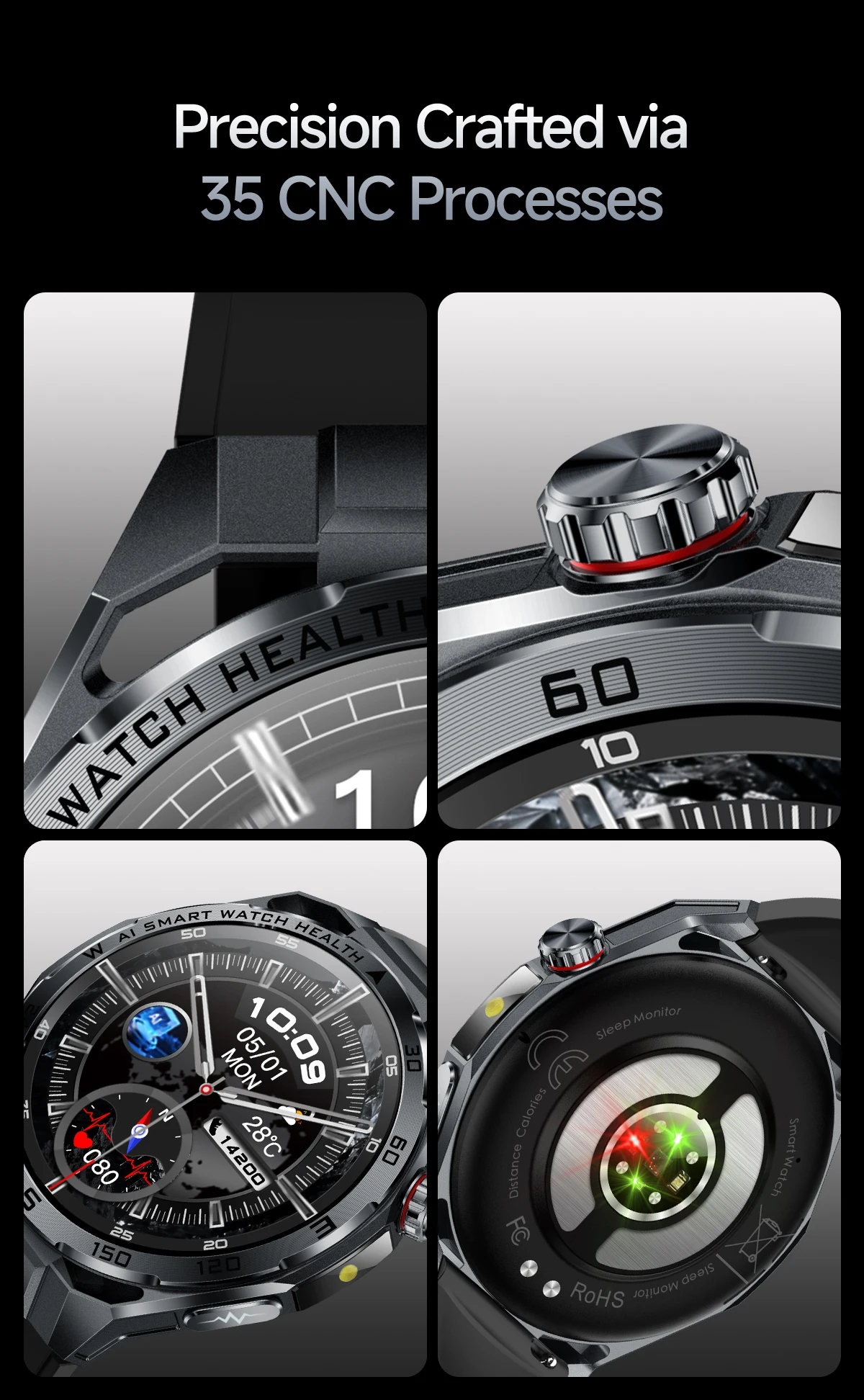 2026New Nursing-Grade AI ECG Smart Watch 1.53''Sapphire Glass Heart Rate Blood Lipid Uric Acid Monitor Bluetooth Call Smartwatch