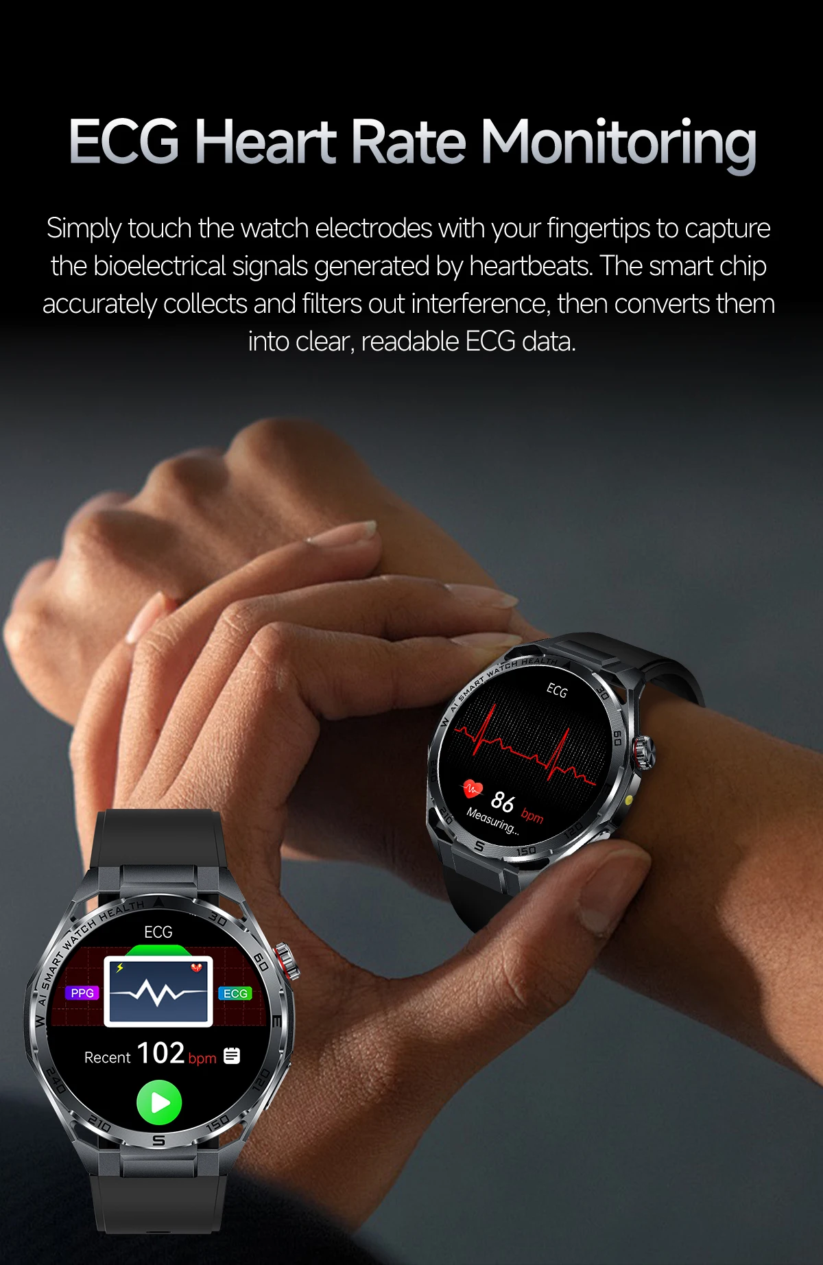 2026New Nursing-Grade AI ECG Smart Watch 1.53''Sapphire Glass Heart Rate Blood Lipid Uric Acid Monitor Bluetooth Call Smartwatch