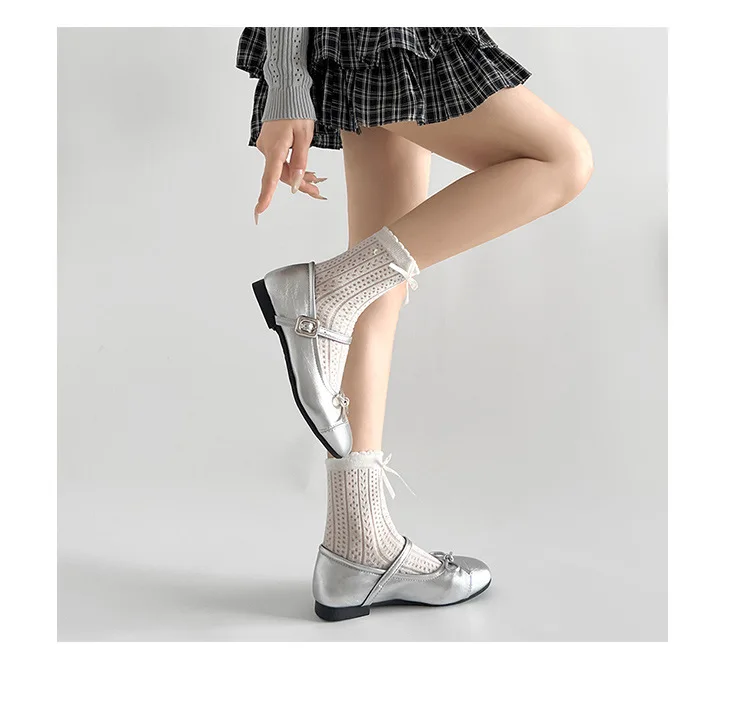 2026 New Spring Vintage Women Ballet Flats Shoes Comfort Round Toe Soft Sole Shoes Elegant Butterfly-knot Dress Grandma's Shoes