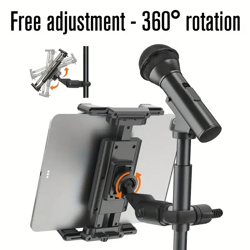Tablet Holder for Microphone Stand,Mic Music Stand Tablet Holder for iPad,Smartphone Tablet Mic Stand Mount for Live Streaming
