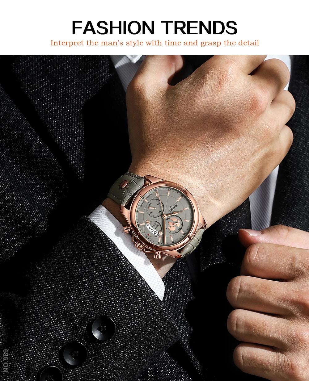 POEDAGAR Luxury Original Man Watch Chronograph Date Waterproof Men Wristwatch Leather Quartz Business Sports Men's Watches Reloj