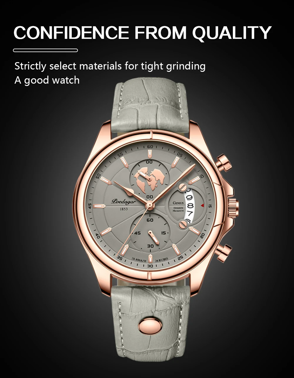 POEDAGAR Luxury Original Man Watch Chronograph Date Waterproof Men Wristwatch Leather Quartz Business Sports Men's Watches Reloj