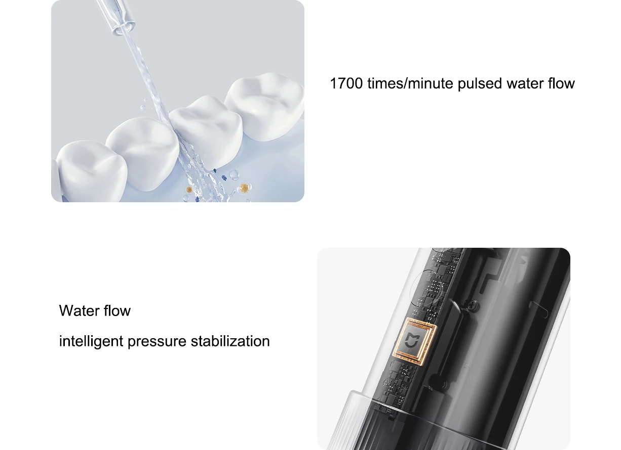 MIJIA F400 Portable Water Flosser Cordless Oral Irrigator,4 flossing Modes,1700 Pulses IPX7 Waterproof Dental Cleaner,200mL Tank