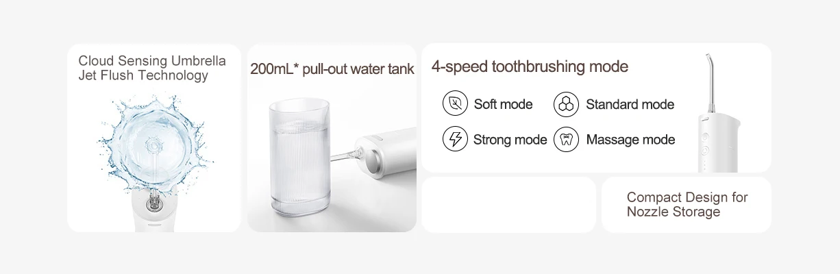 MIJIA F400 Portable Water Flosser Cordless Oral Irrigator,4 flossing Modes,1700 Pulses IPX7 Waterproof Dental Cleaner,200mL Tank