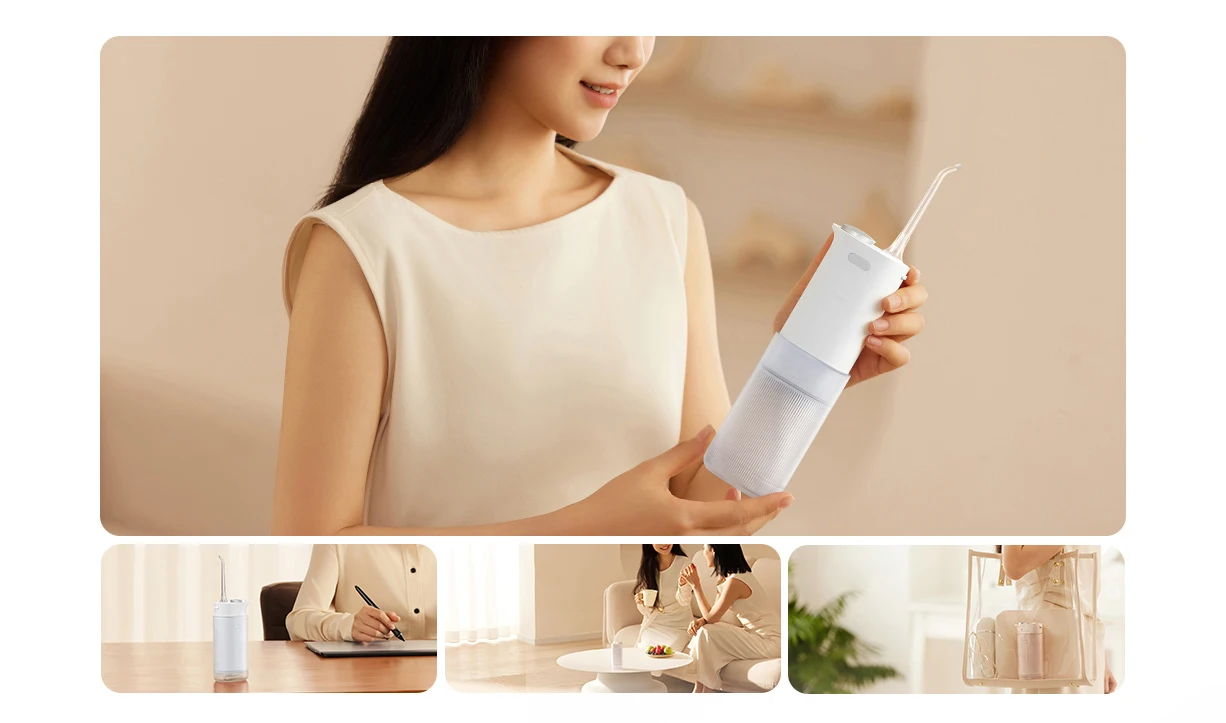 MIJIA F400 Portable Water Flosser Cordless Oral Irrigator,4 flossing Modes,1700 Pulses IPX7 Waterproof Dental Cleaner,200mL Tank