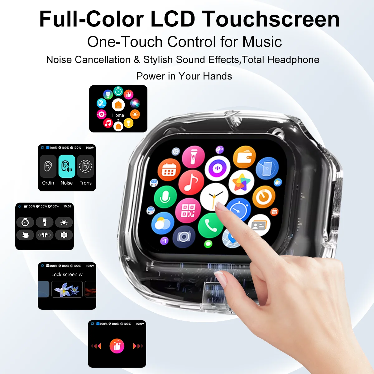 HLXZK 01 Bluetooth 5.4 Earphones AI Translator Earbuds OWS LCD Touch Screen Sport Wireless Headphones HD Stereo Sound Longlife