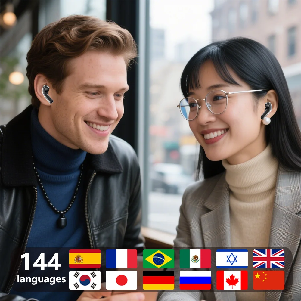 HLXZK 01 Bluetooth 5.4 Earphones AI Translator Earbuds OWS LCD Touch Screen Sport Wireless Headphones HD Stereo Sound Longlife