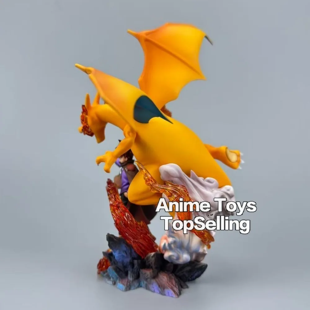 17cm/6.69in Anime Pokemen Figure Charizard Gary Oak Action Figures Pvc Statue Desktop Ornamen Collection Model Toys Gifts