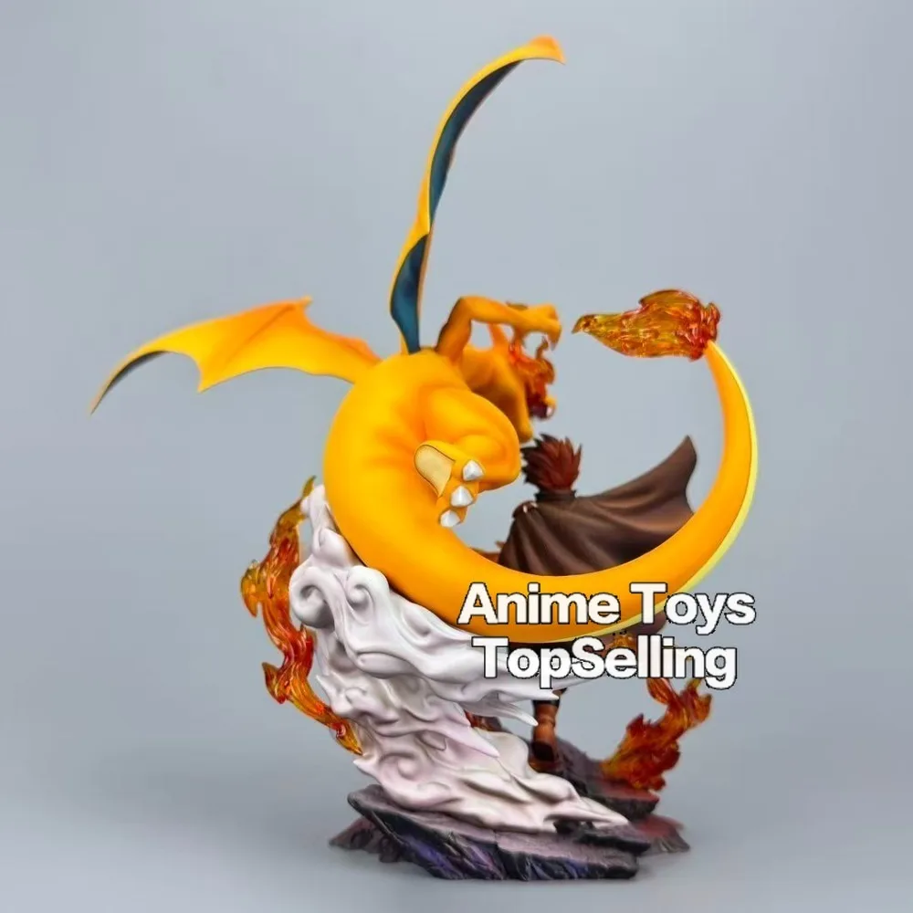 17cm/6.69in Anime Pokemen Figure Charizard Gary Oak Action Figures Pvc Statue Desktop Ornamen Collection Model Toys Gifts