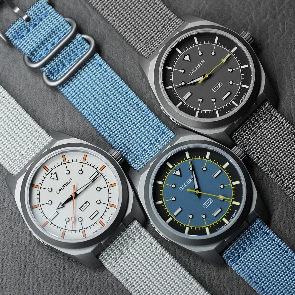 CADISEN TI-7 2026 NEW Autodyne Titanium Steel Automatic Mechanical Canvas Wristwatch MIYOTA 8215 Luminous Waterproof Man Watches