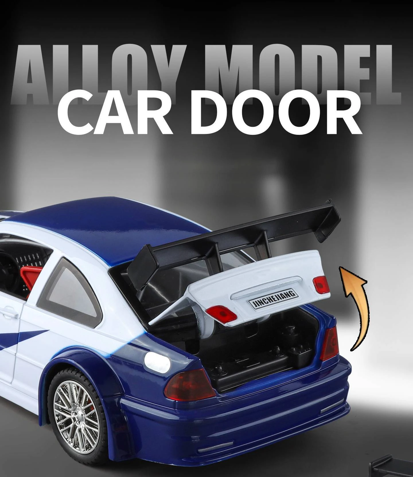 1:24 M3 E46 GTR Coupe Alloy Sports Car Model Diecast Metal Track Racing Vehicles Car Model Sound Light Simulation Kids Toys Gift