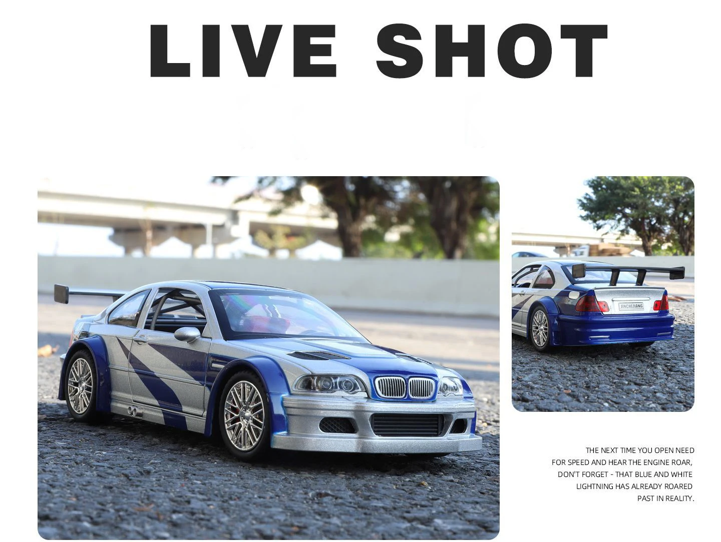1:24 M3 E46 GTR Coupe Alloy Sports Car Model Diecast Metal Track Racing Vehicles Car Model Sound Light Simulation Kids Toys Gift