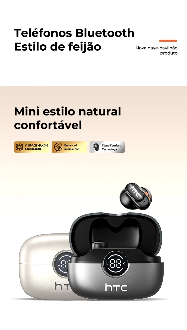 HTC NE79 Bluetooth Earphones Sports Gaming Long Battery Comfort Wireless Headphones Premium Sound Quality Soft In-ear Earbuds