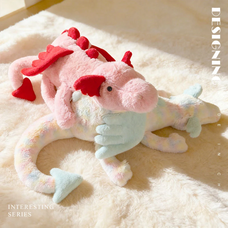 50/70CM Cartoon Hot Flying Dragon Plush Toy With Wings Green Pink Long Tail Plush Toy Pillow Gift