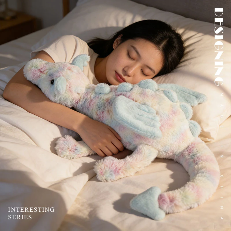 50/70CM Cartoon Hot Flying Dragon Plush Toy With Wings Green Pink Long Tail Plush Toy Pillow Gift