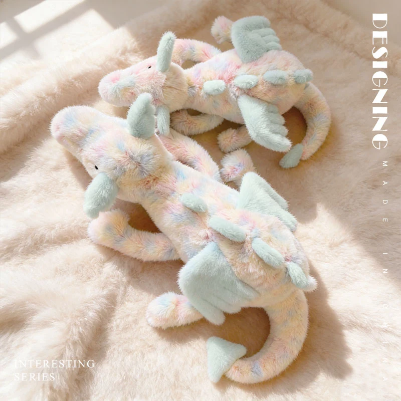 50/70CM Cartoon Hot Flying Dragon Plush Toy With Wings Green Pink Long Tail Plush Toy Pillow Gift