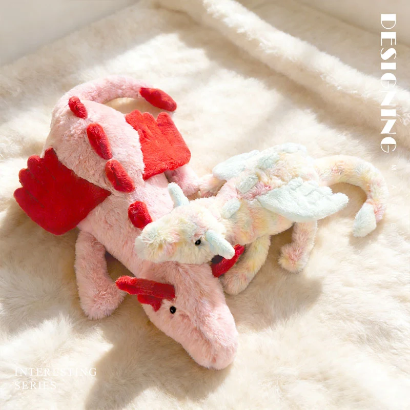 50/70CM Cartoon Hot Flying Dragon Plush Toy With Wings Green Pink Long Tail Plush Toy Pillow Gift