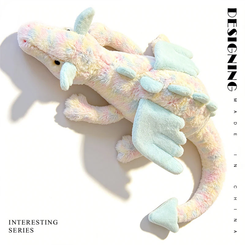 50/70CM Cartoon Hot Flying Dragon Plush Toy With Wings Green Pink Long Tail Plush Toy Pillow Gift