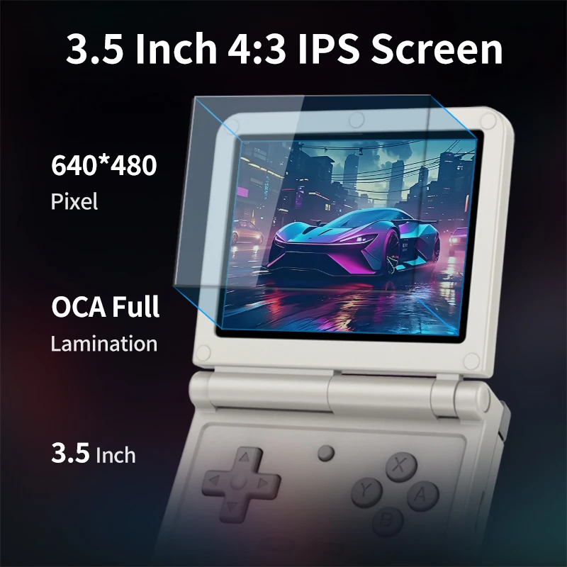 POWKIDDY Retro Flip V90S Portable Handheld Game Console 3.5-inch 640*480 IPS Screen A133Plus Vibration Function Children's Gifts
