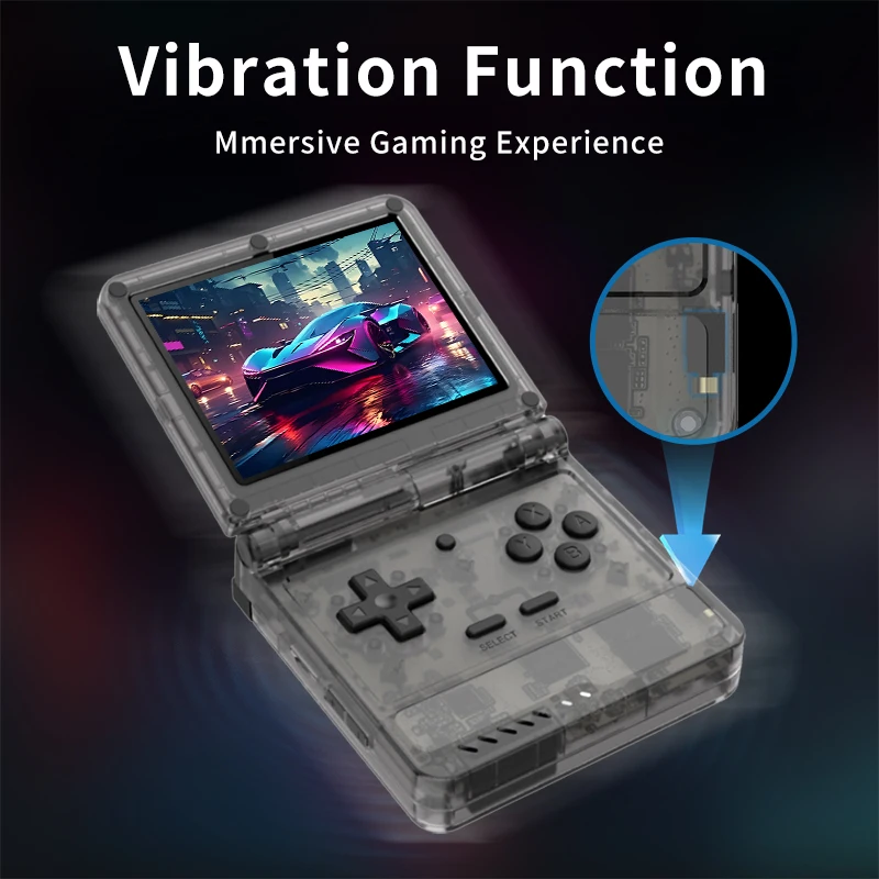 POWKIDDY Retro Flip V90S Portable Handheld Game Console 3.5-inch 640*480 IPS Screen A133Plus Vibration Function Children's Gifts