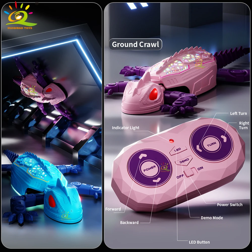 RC Electric Gecko Toy Features Colorful Lights, Wall-Climbing Capability, and 360° Rotation—A Creative Gift for Kids