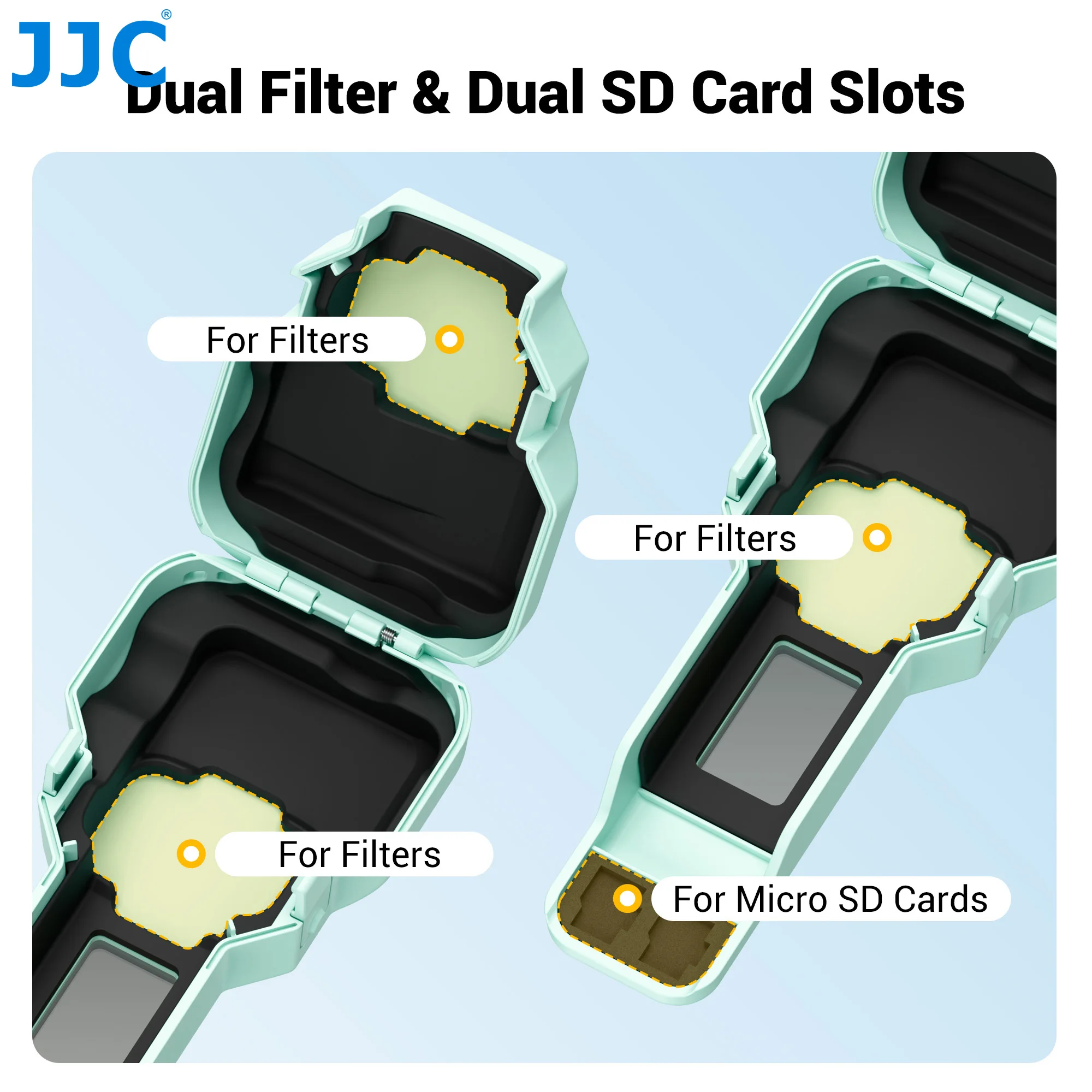 JJC PC-OP4PSE For DJI Osmo Pocket 4P Portable ABS Semi Protective Bag Accessories Can Store 2 Micro SD Cards and 2 Filters